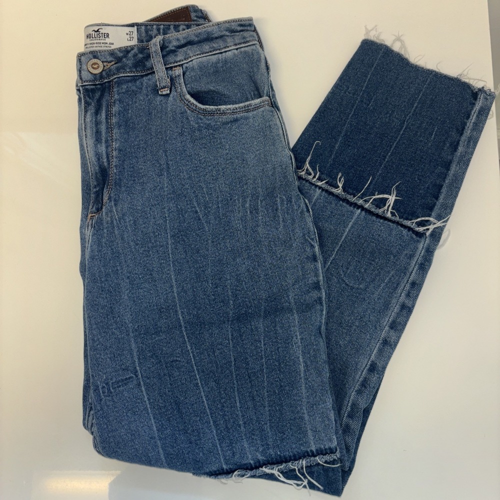 Hollister Womens Jeans Patchwork High Rise Sz 5R 27W Denim Mom Fringe VTG Y2K